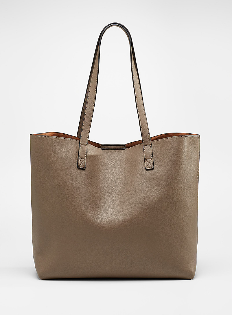 Simons Light Brown Minimalist tote with clutch for women