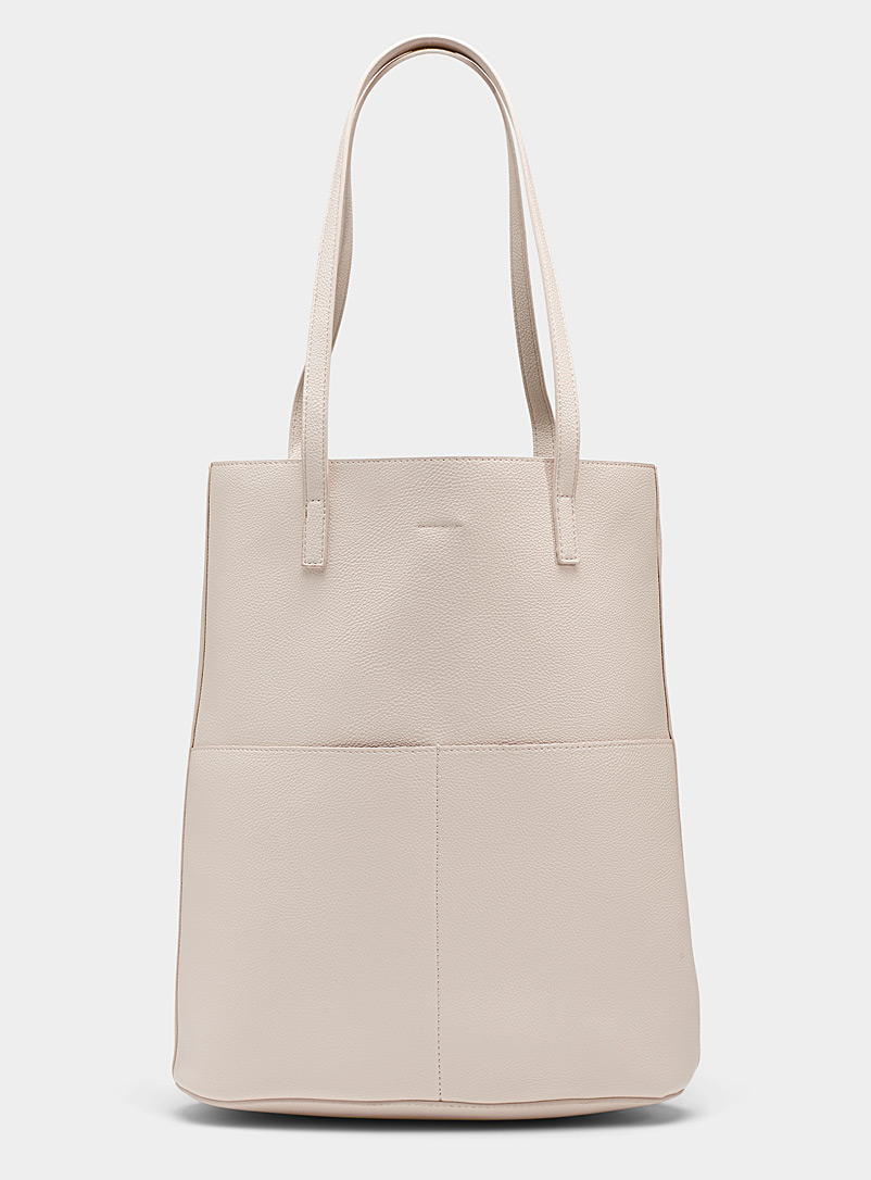 Simons Cream Beige Trapeze tote and clutch for women