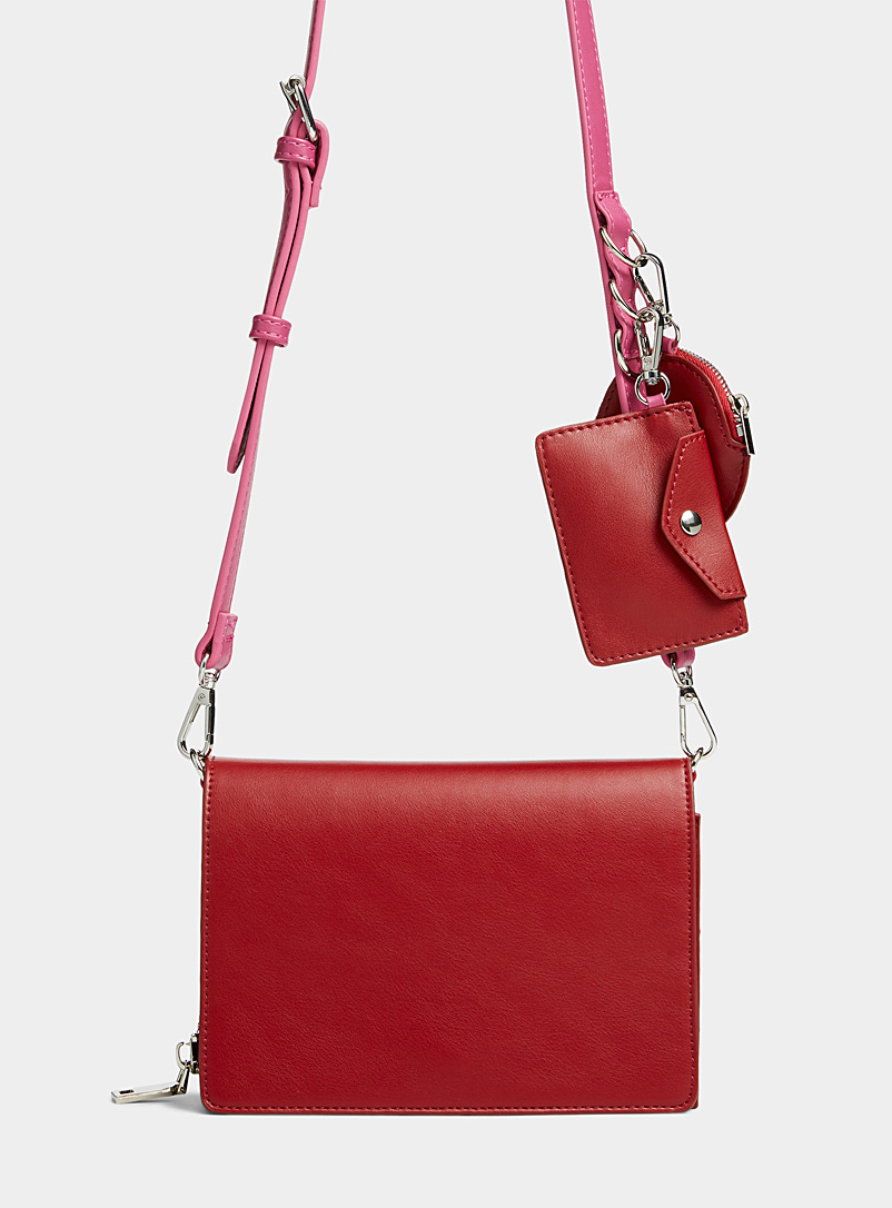 Simons Patterned Red Two-tone flap shoulder bag for women
