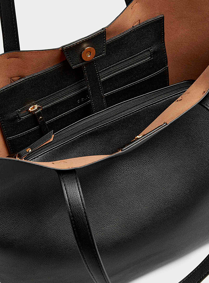 Simons: Le fourre-tout minimaliste grenu Noir pour femme
