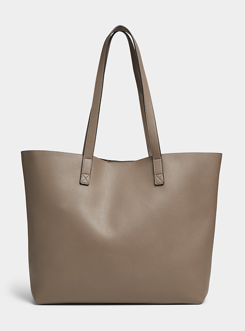 Simons Taupe Grained minimalist tote for women