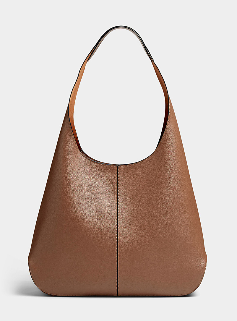 Simons: Le sac besace XL cuir carré Brun pâle-taupe pour femme