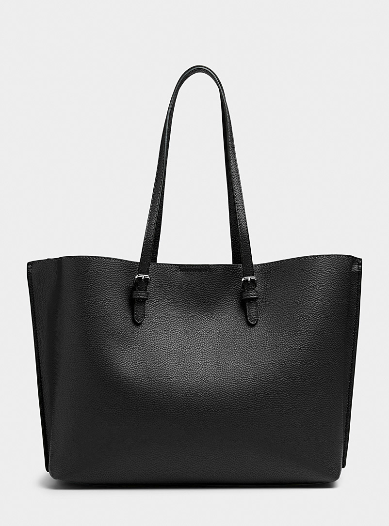 Simons Black Large minimalist recycled work tote for women