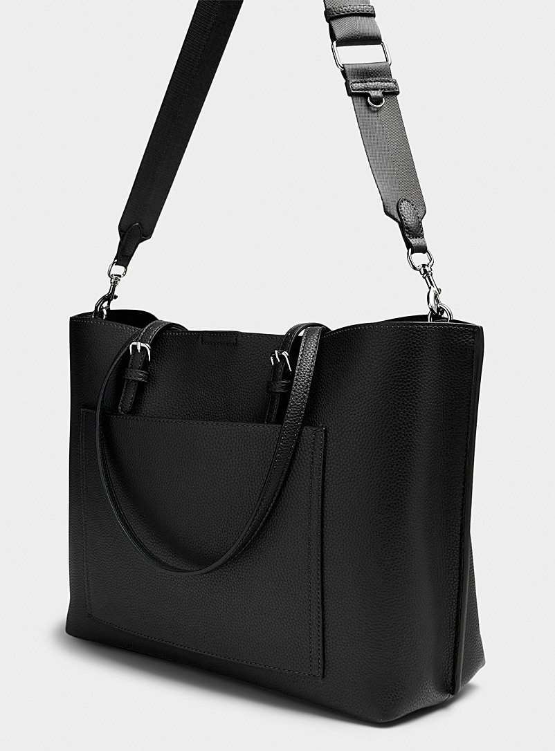 Simons Brown Large minimalist work tote bag With suitcase loop for women