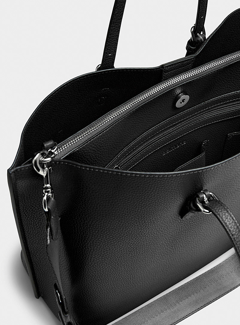 Simons Brown Large minimalist work tote bag With suitcase loop for women