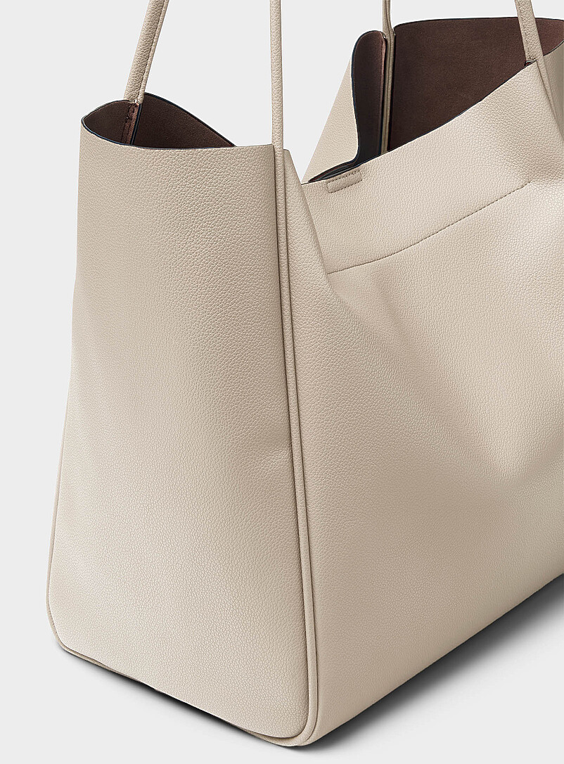 Simons Beige Soft square tote bag for women