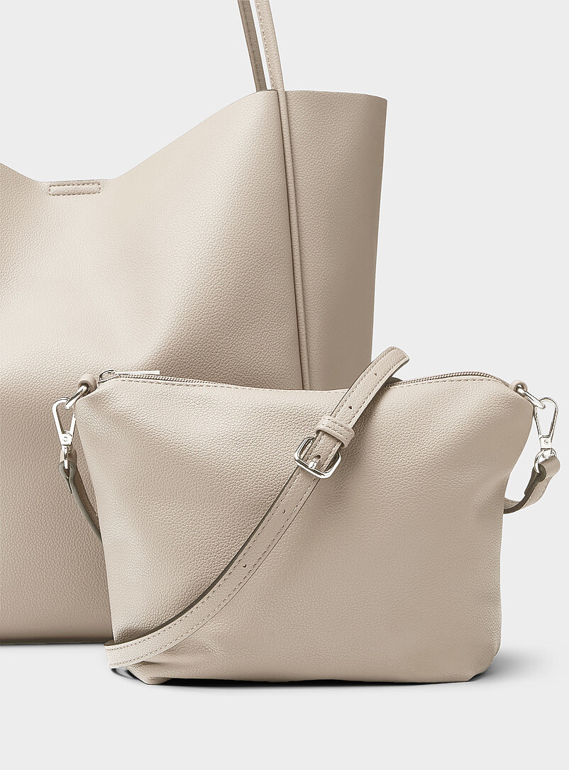 Simons Beige Soft square tote bag for women
