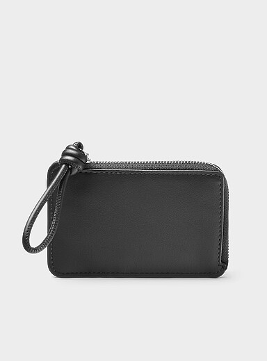 Smooth faux-leather card holder
