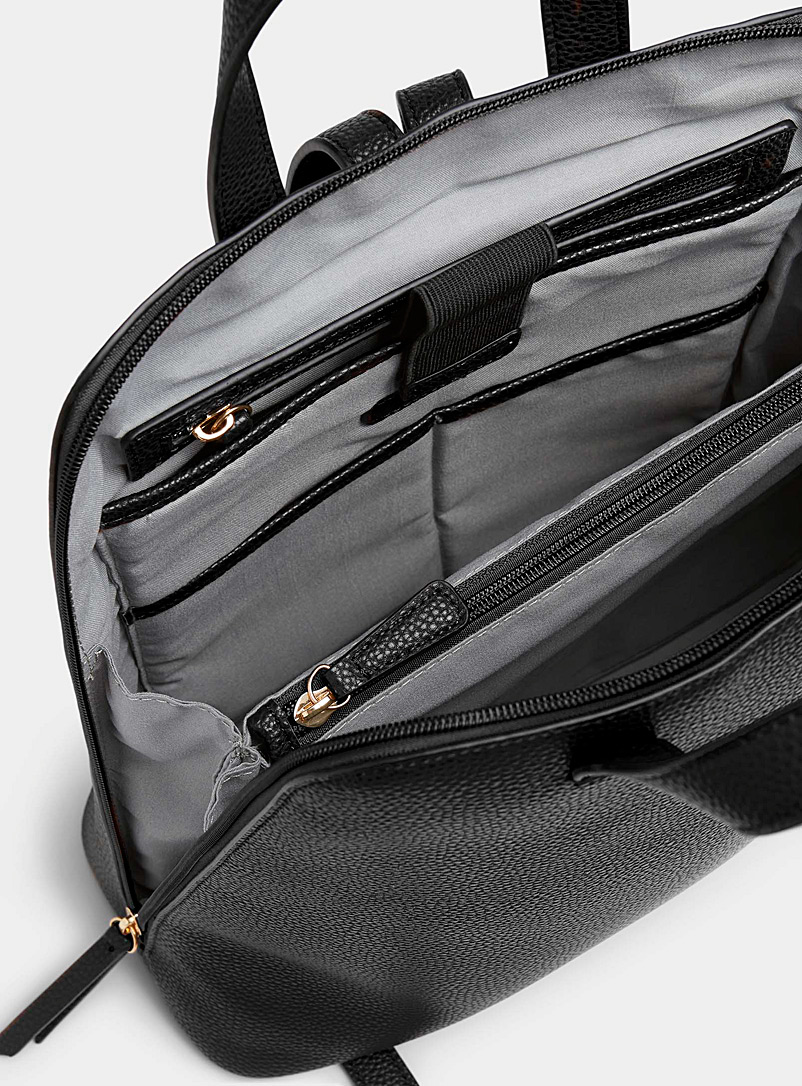 Simons Black Minimalist trapeze-style backpack for women