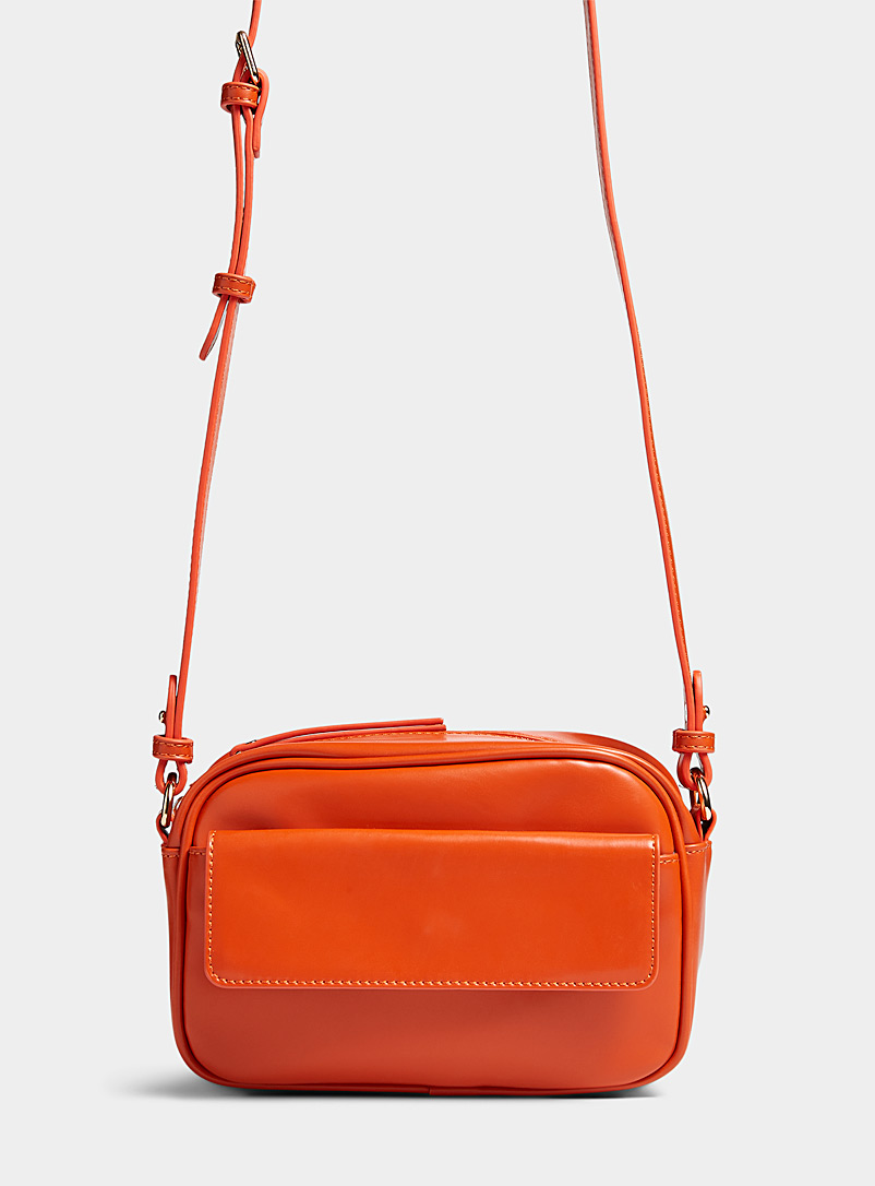 Simons Orange Smooth leather camera bag for women