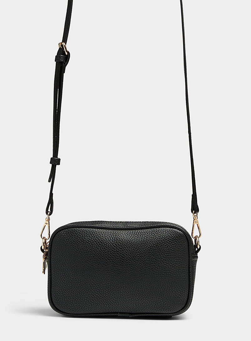 Simons Black Golden-accent minimalist camera bag for women