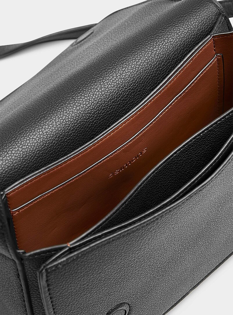 Simons: Le sac bandouli&egrave;re structur&eacute; Noir pour femme