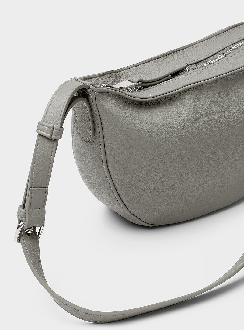 Simons Ivory/Cream Beige Pebbled half-moon bag for women
