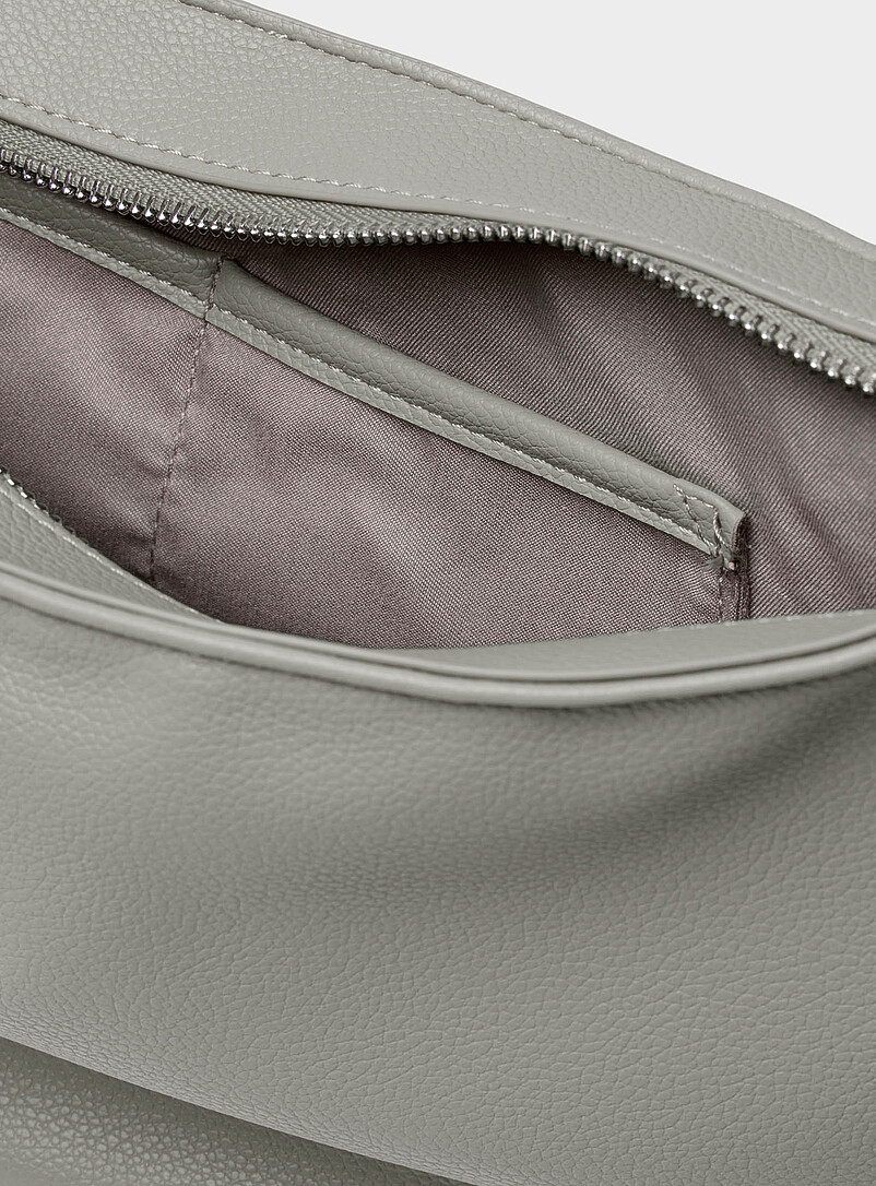 Simons Ivory/Cream Beige Pebbled half-moon bag for women