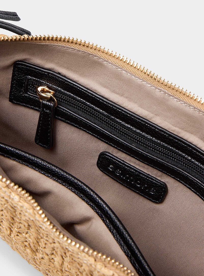 Simons Honey/Camel Braided straw rounded crossbody bag for women