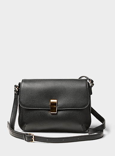 Gold-accent faux-leather crossbody bag