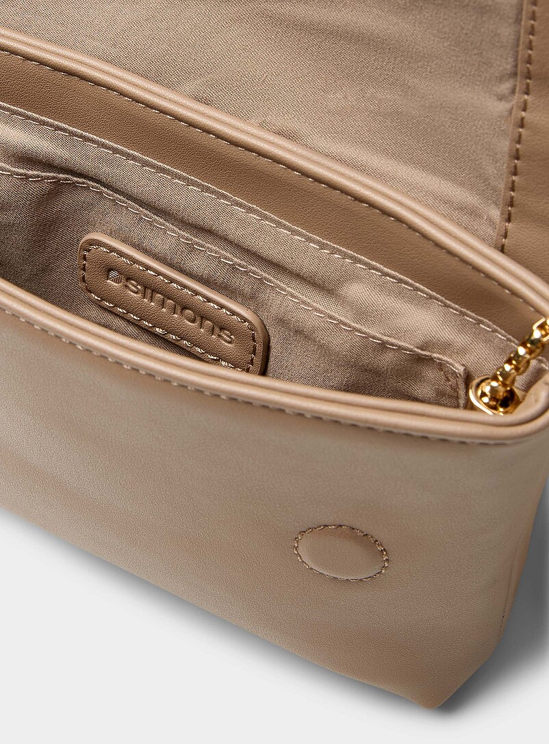 Simons Light Brown Minimalist envelope evening bag for women