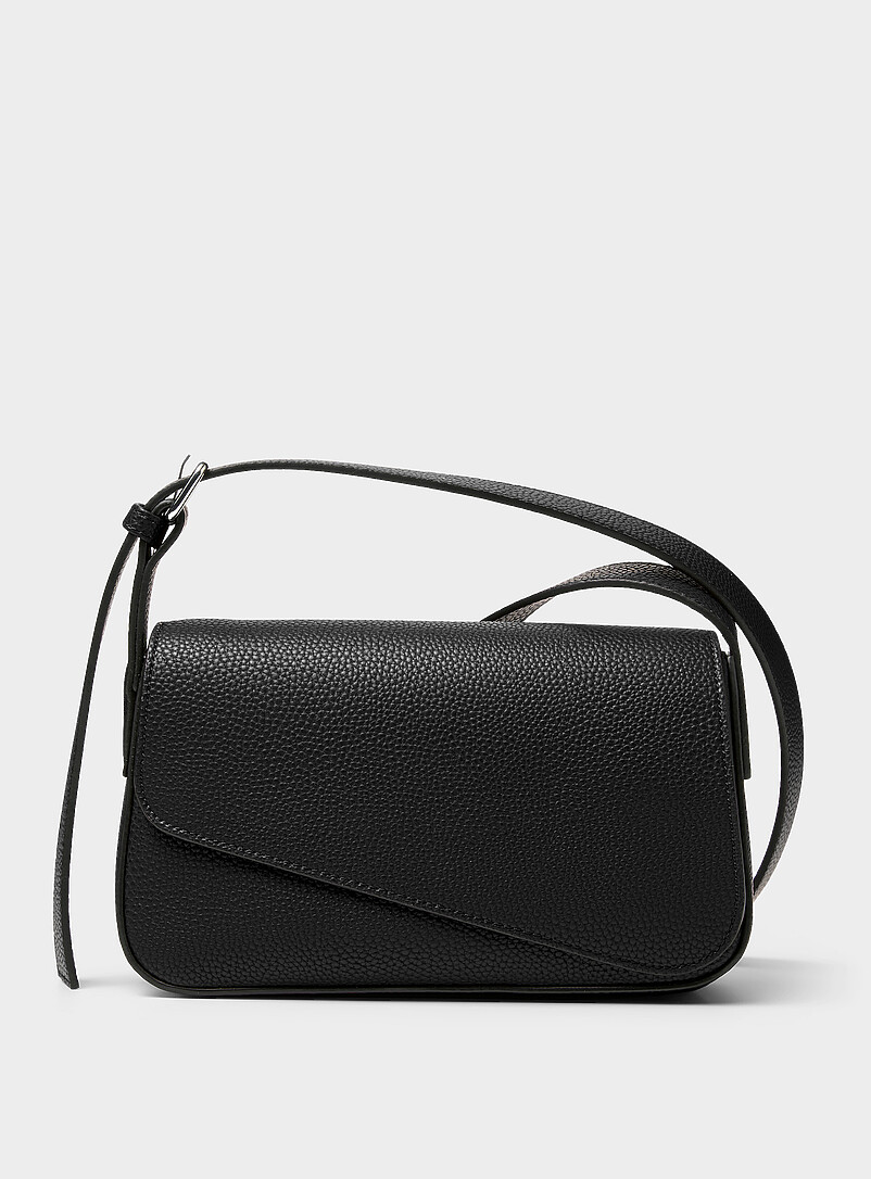 Bevel Flap Pebbled Crossbody Bag