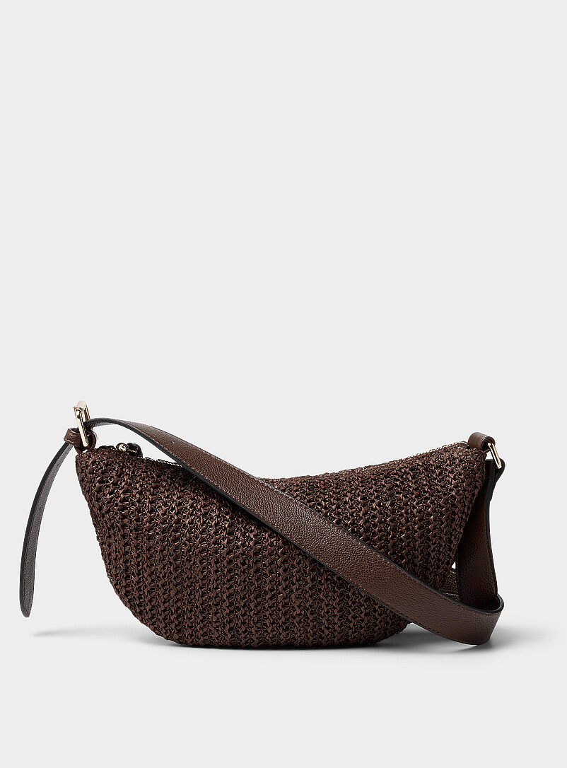 Braided Straw Rounded Crossbody Bag