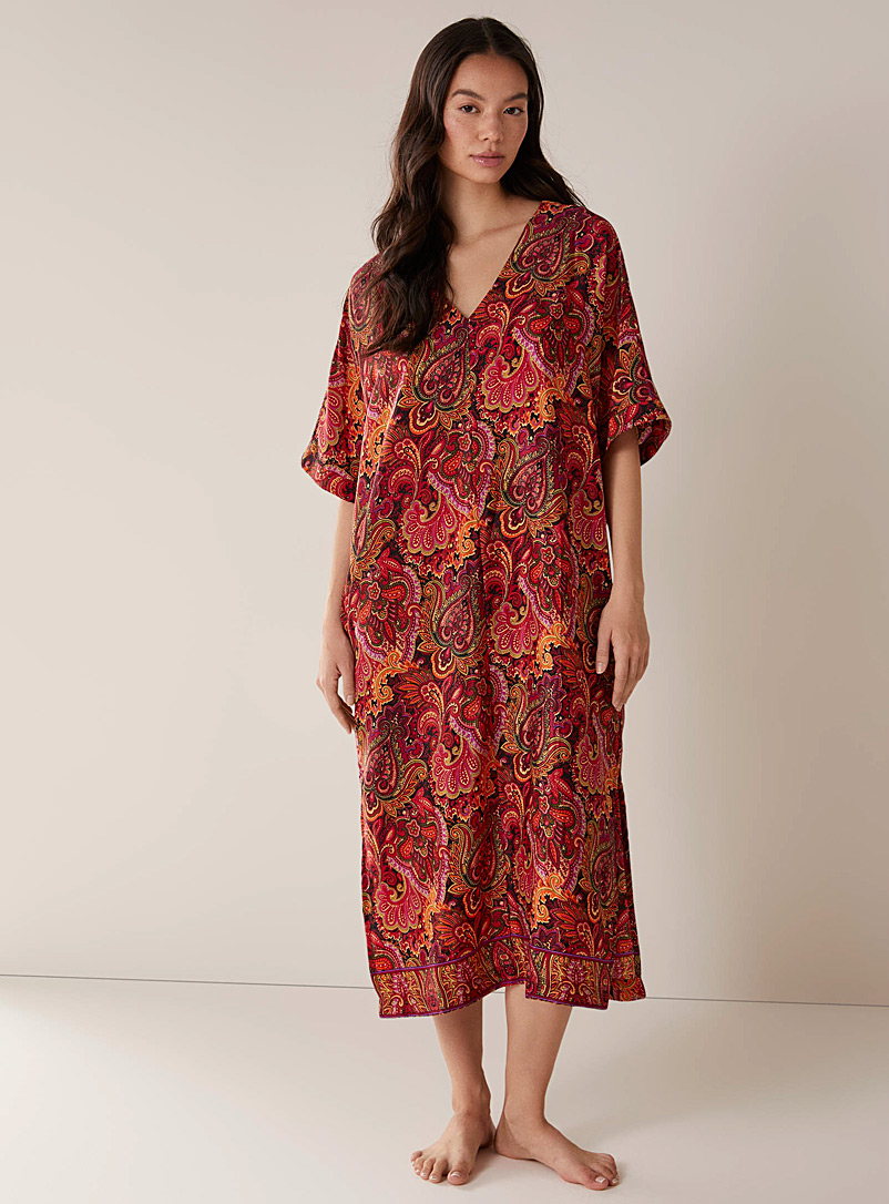 Miiyu: La robe de nuit légère motifs colorés Rose pour femme