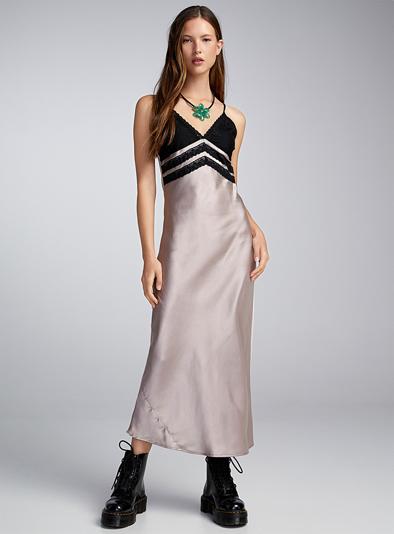 Twik Lilacs Lace and satin slip dress for women