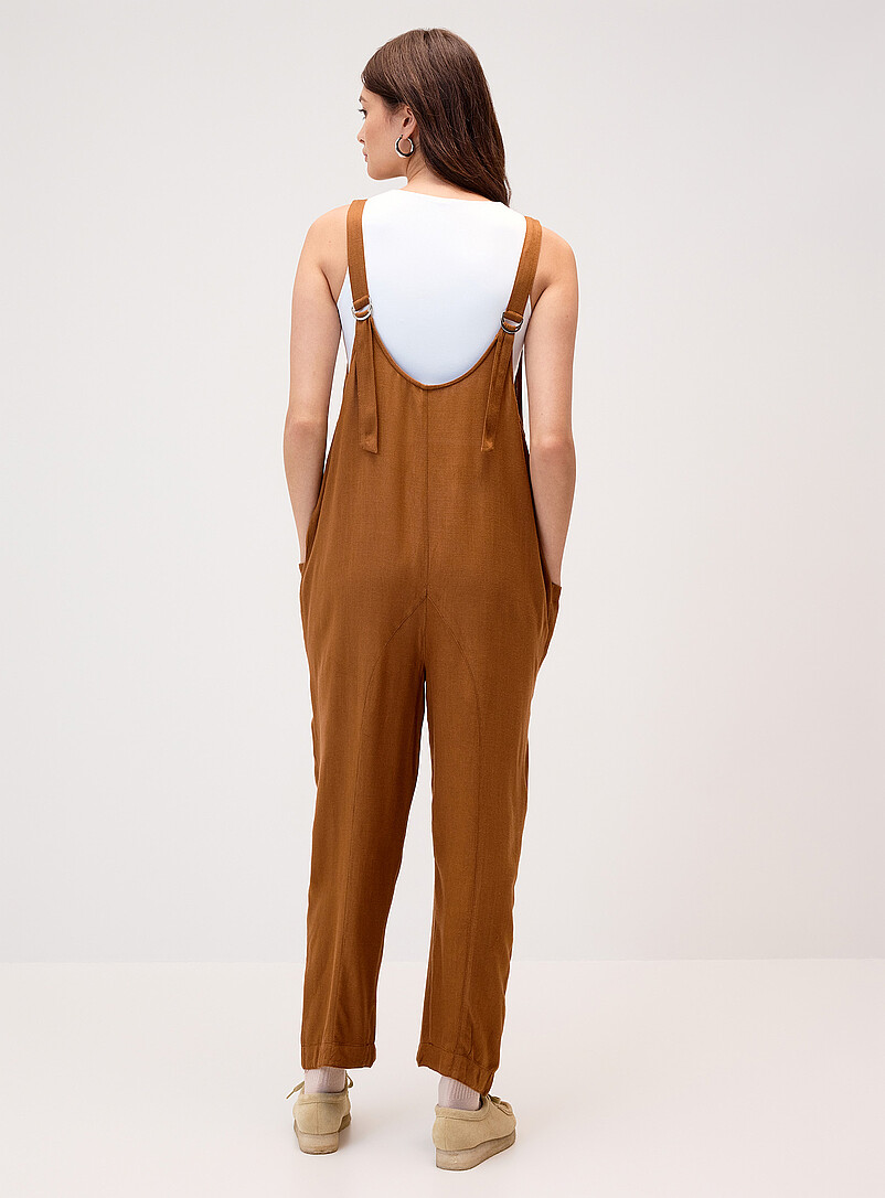 Twik Navy/Midnight Blue Linen-blend barrel-leg bodysuit for women