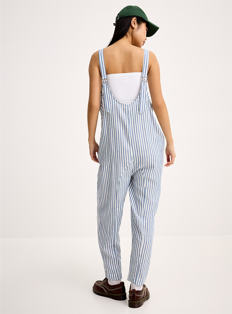 Twik Navy/Midnight Blue Linen-blend barrel-leg bodysuit for women