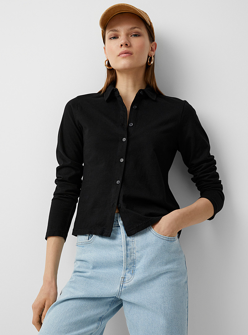 Twik Black Jersey fitted shirt for women