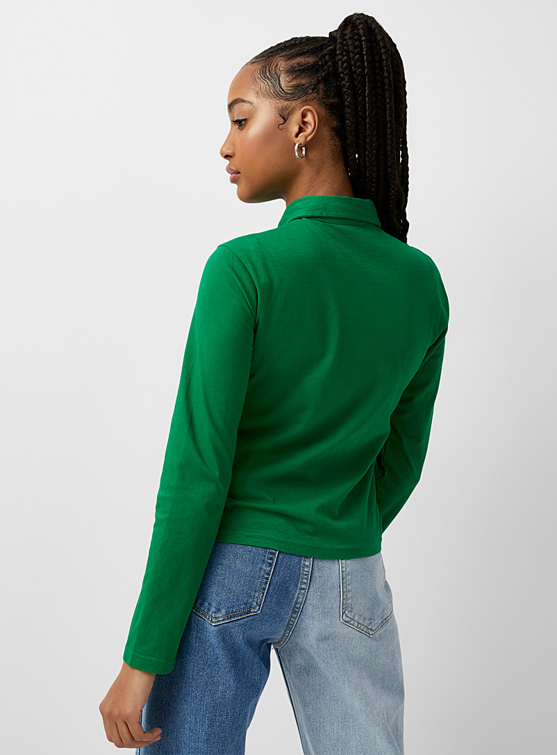 Twik: La chemise ajustée jersey Vert foncé-mousse-olive pour femme