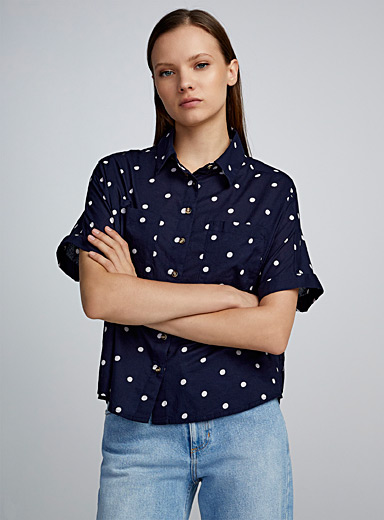 Twik: La chemise carrée imprimée Bleu foncé pour femme