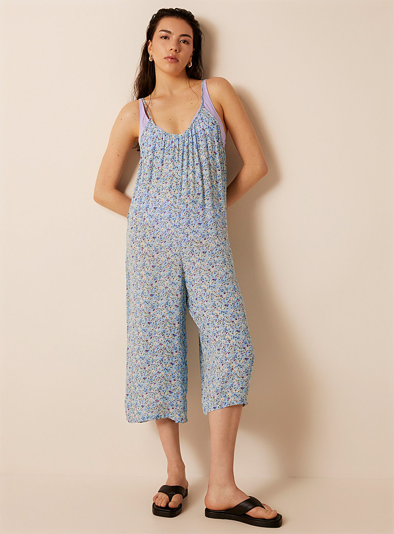 Simons Patterned Blue Casual patterned jumpsuit for women