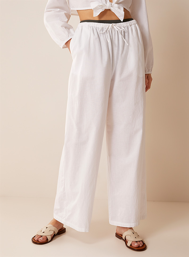 Simons: Le pantalon ample coton et lin Blanc pour femme