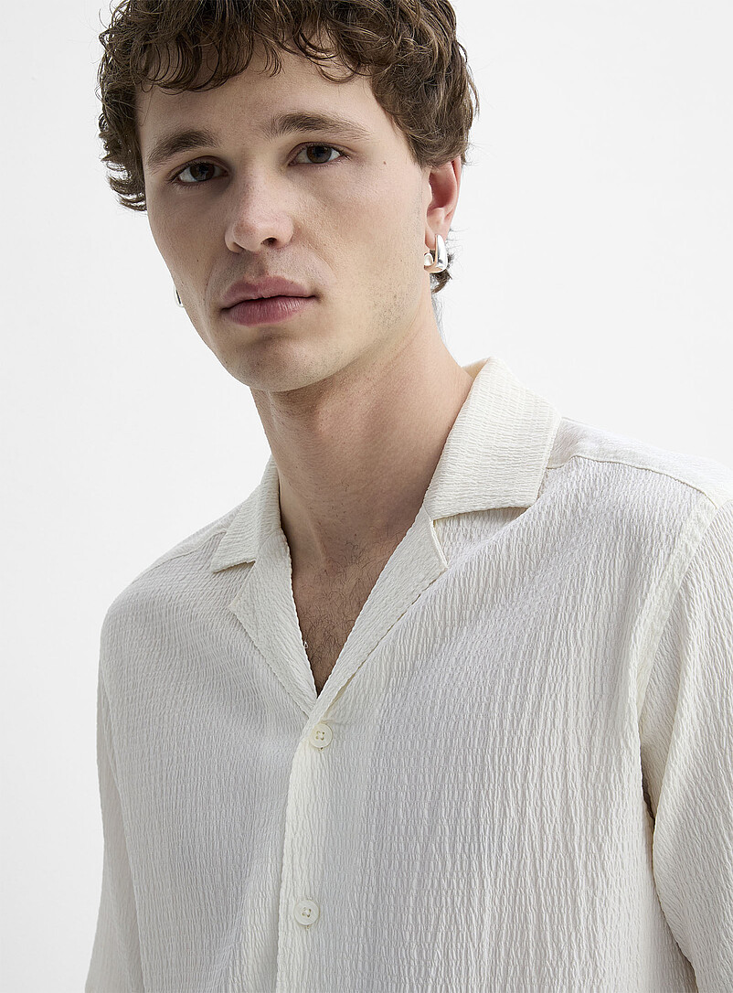 Djab: La chemise cabana froiss&eacute;e unie Blanc pour homme