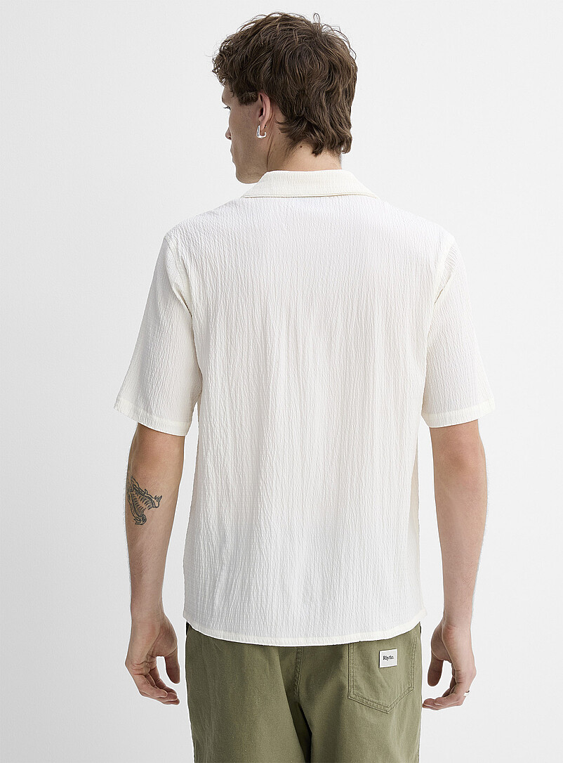Djab: La chemise cabana froiss&eacute;e unie Blanc pour homme