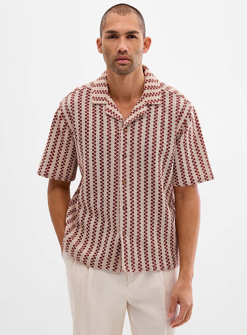 Le 31: La chemise tricot crochet treillis <b>Coupe confort</b> Noir pour homme