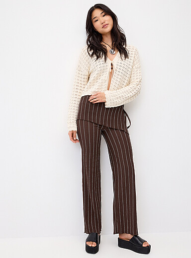 Twik Chocolate/Espresso Crinkled wraparound pant for women