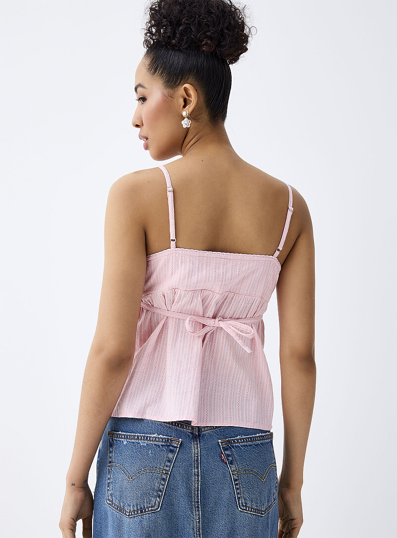 Twik Dusky Pink Broderie anglaise and bows cami for women