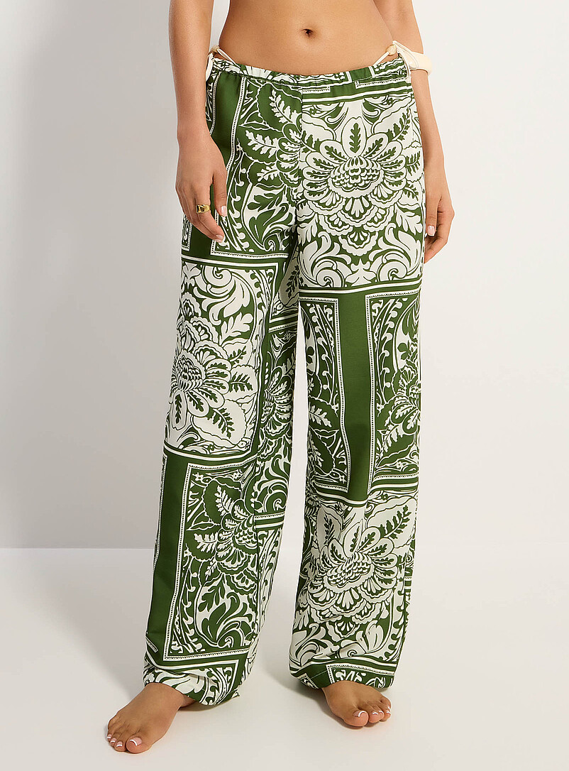 Simons: Le pantalon jambe large motifs vill&eacute;giature Rouge &agrave; motifs pour femme