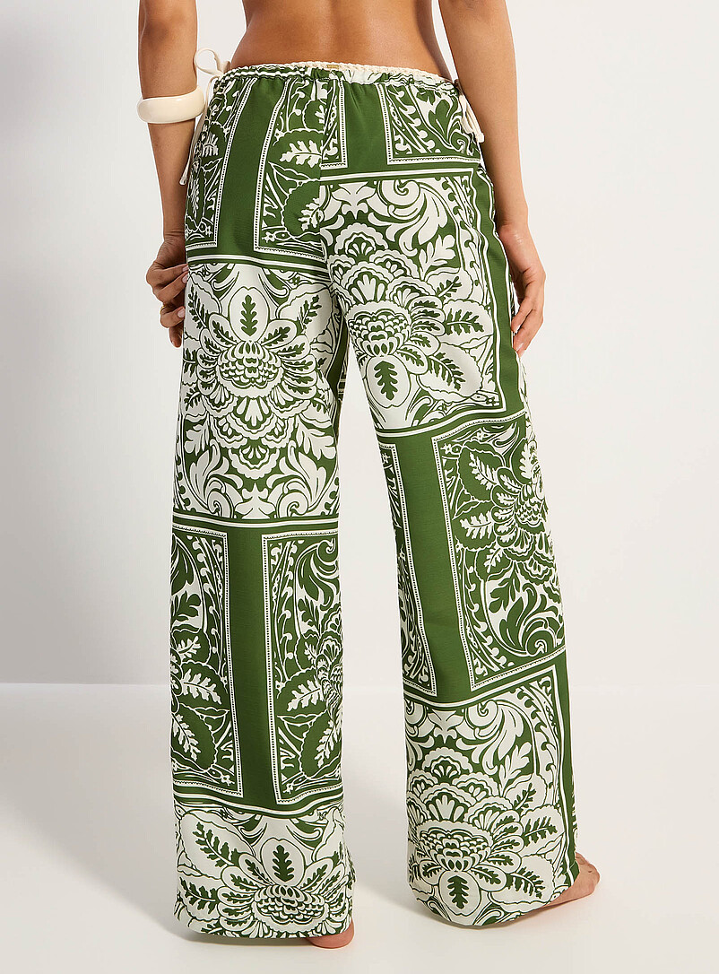 Simons: Le pantalon jambe large motifs vill&eacute;giature Rouge &agrave; motifs pour femme