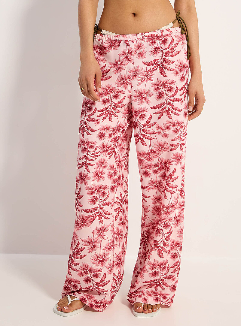 Simons Patterned Red Vacation-pattern wide-leg pant for women