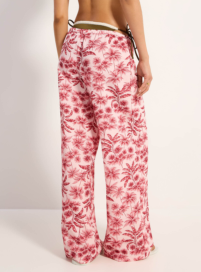 Simons Patterned Red Vacation-pattern wide-leg pant for women