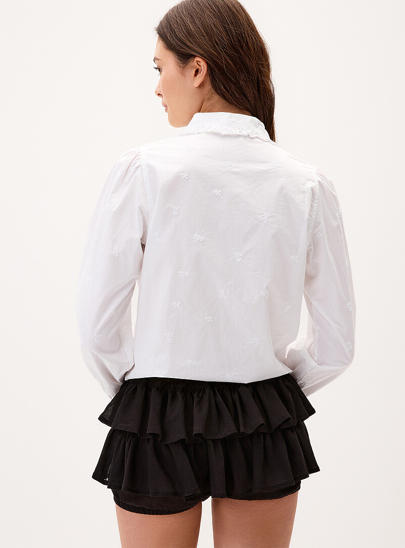 Twik Black Ruffled cotton mini short for women