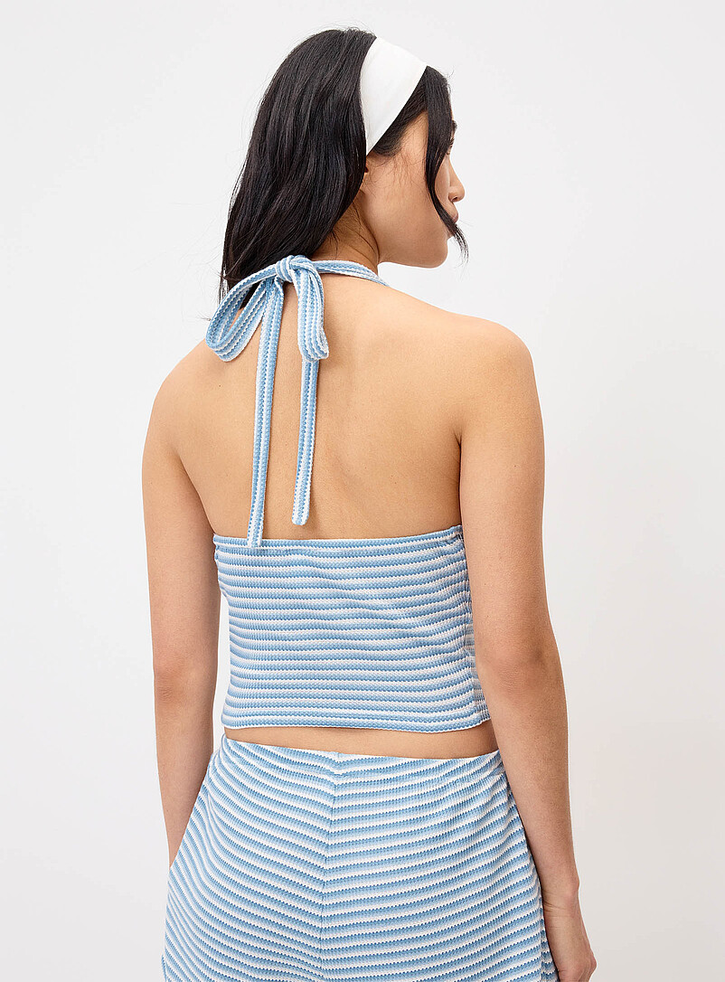 Twik: La camisole licou tricot ray&eacute; Bleu pour femme