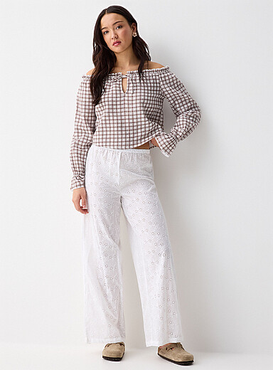 Twik White Broderie anglaise pant for women