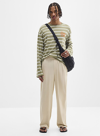 Le pantalon relax lin-viscose <b>Coupe ample</b>