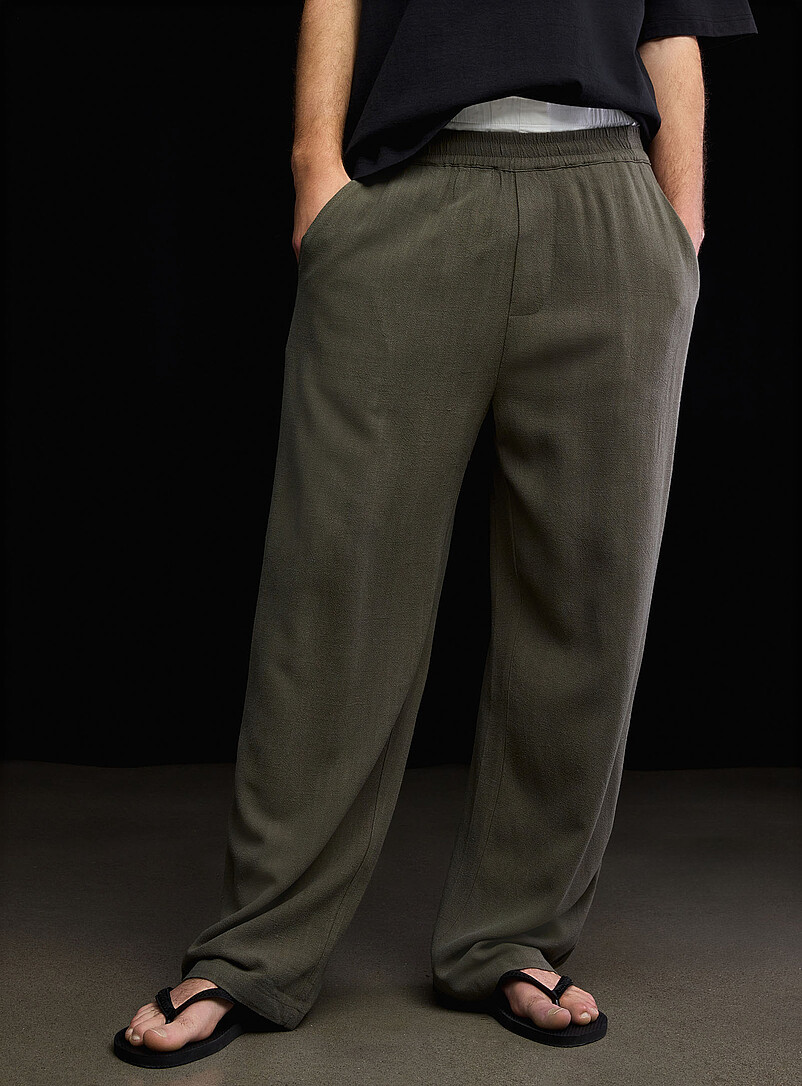 Djab: Le pantalon relax lin-viscose <b>Coupe ample</b> Sable pour homme