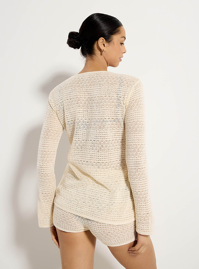 Simons: Le haut fin crochet &agrave; nouer Blanc cass&eacute; pour femme