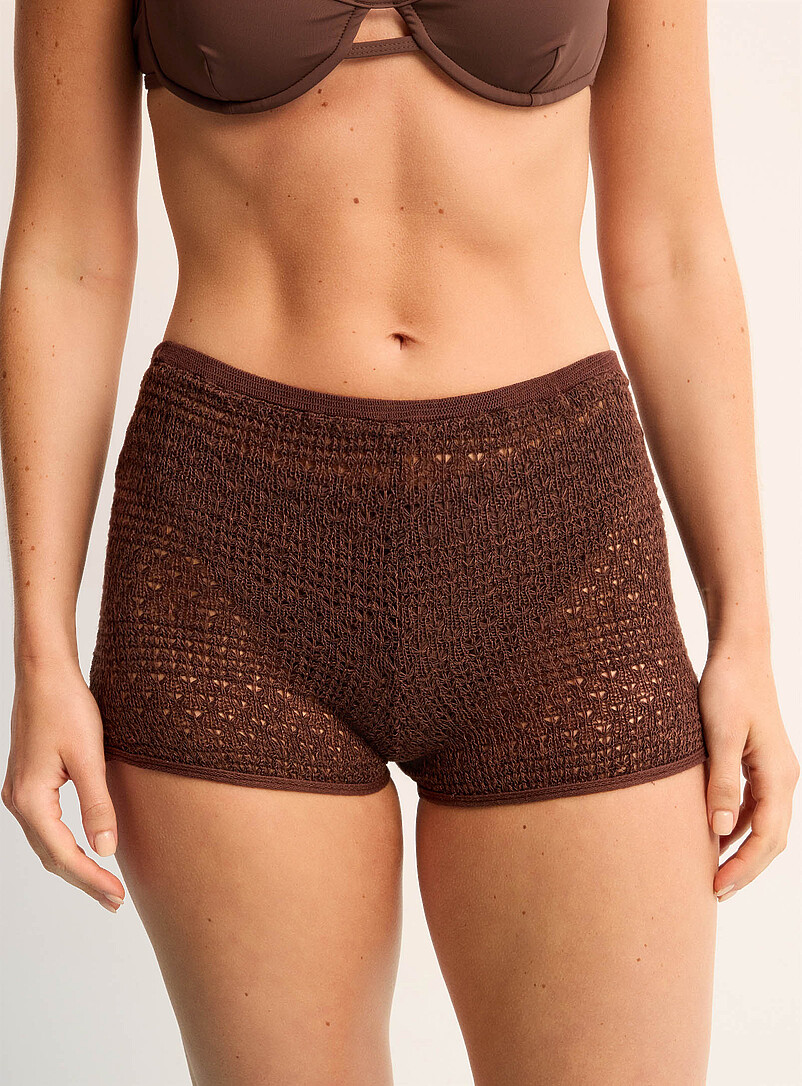 Simons Off White Fine crochet short for women