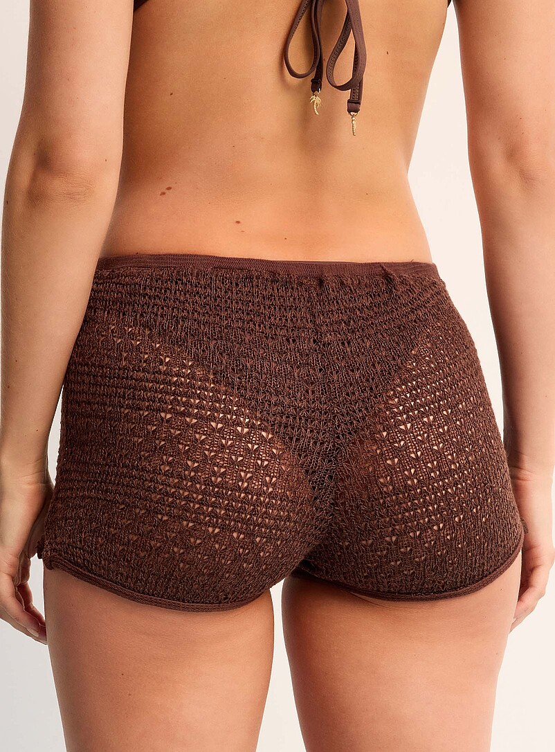 Simons Off White Fine crochet short for women