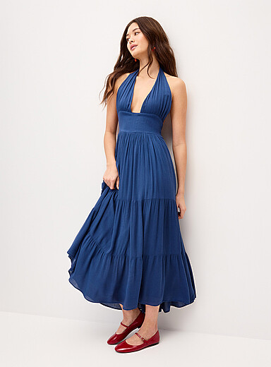 La robe maxi licou effet froiss&eacute;